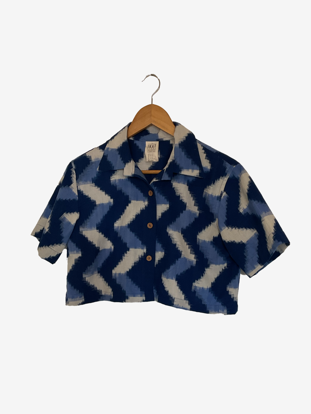 429 double ikat zig zag cropped shirt