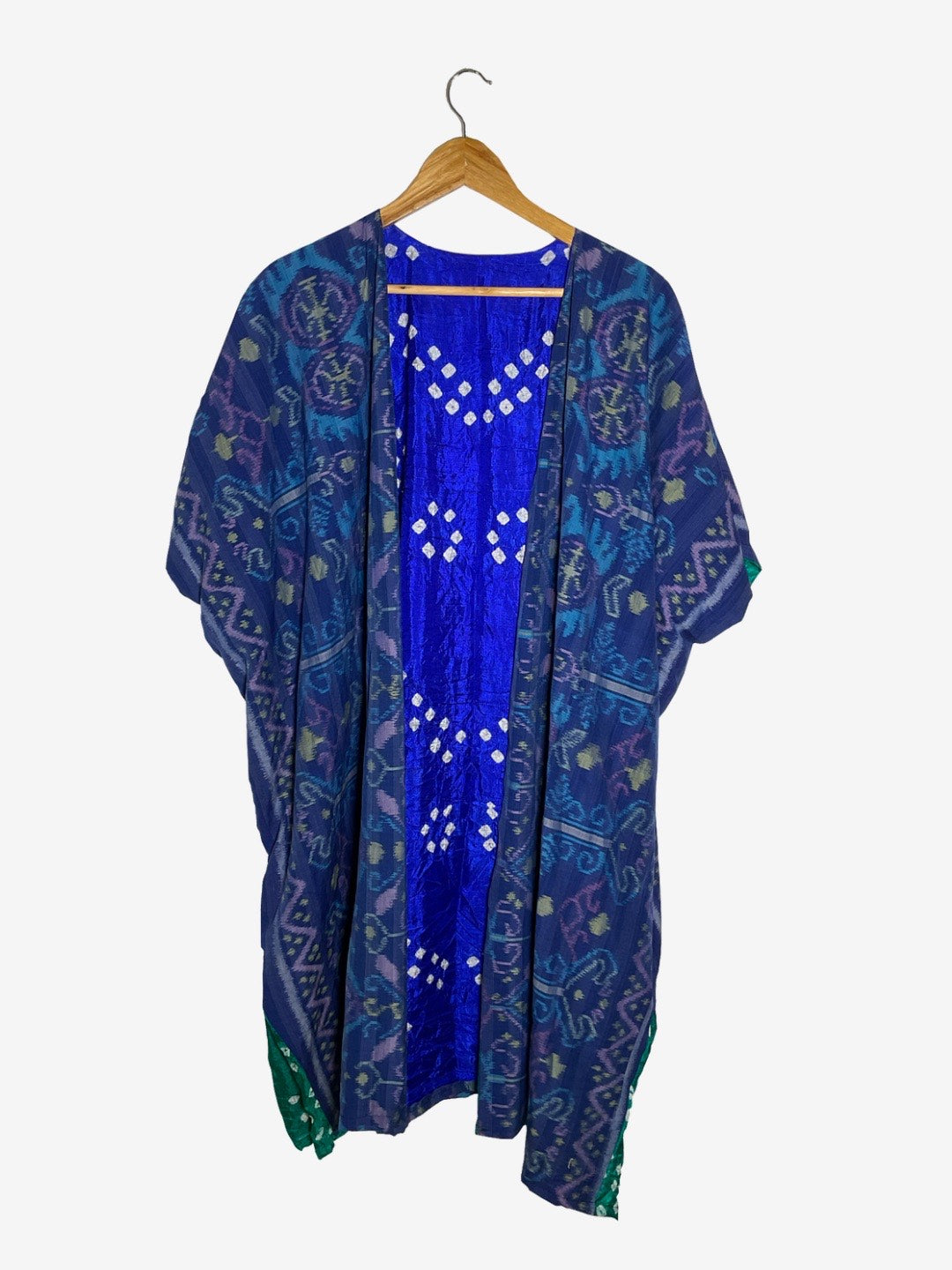 Reversible Mystic Blue Ikat Bandhani Cape