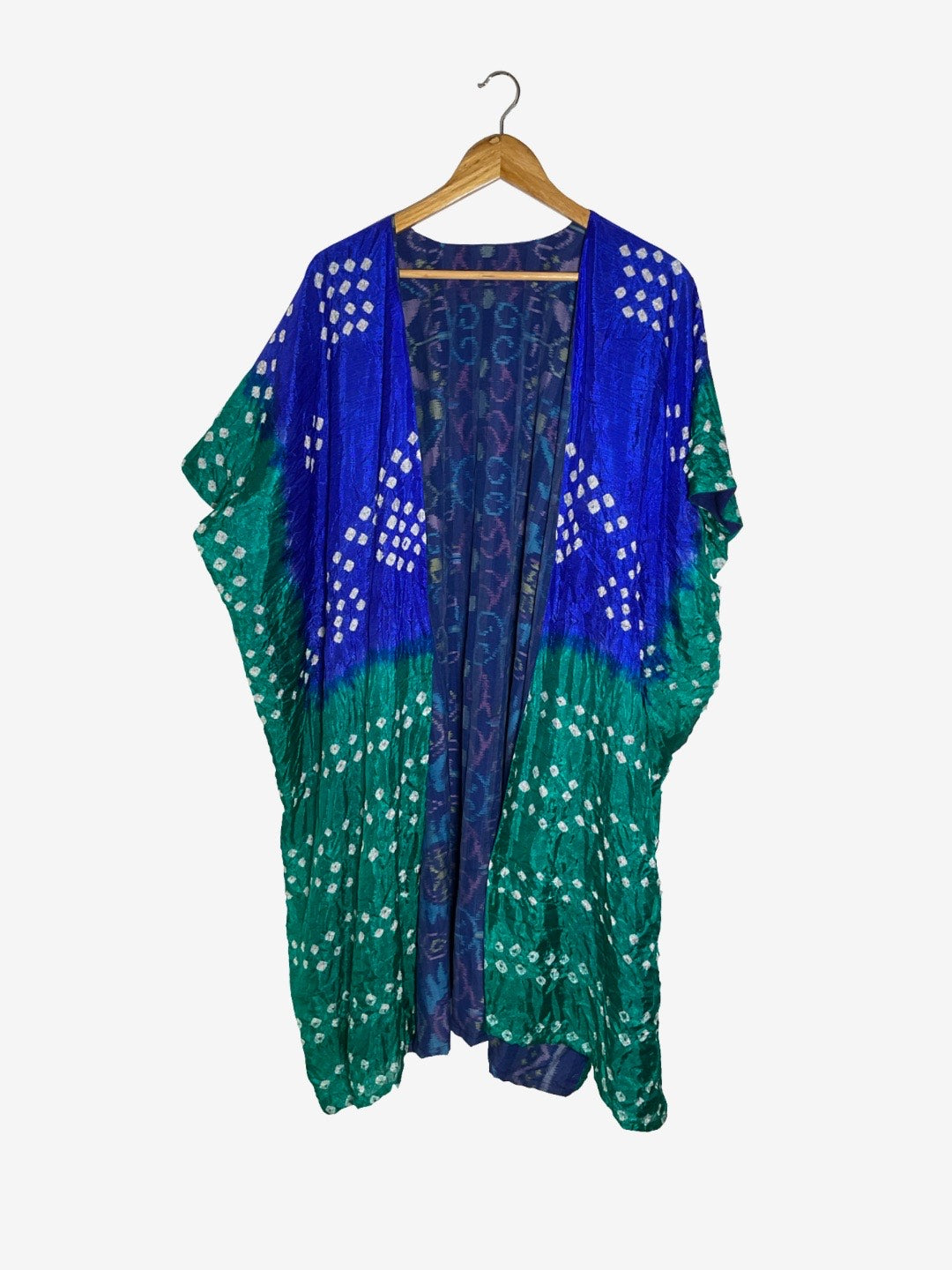 Reversible Mystic Blue Ikat Bandhani Cape